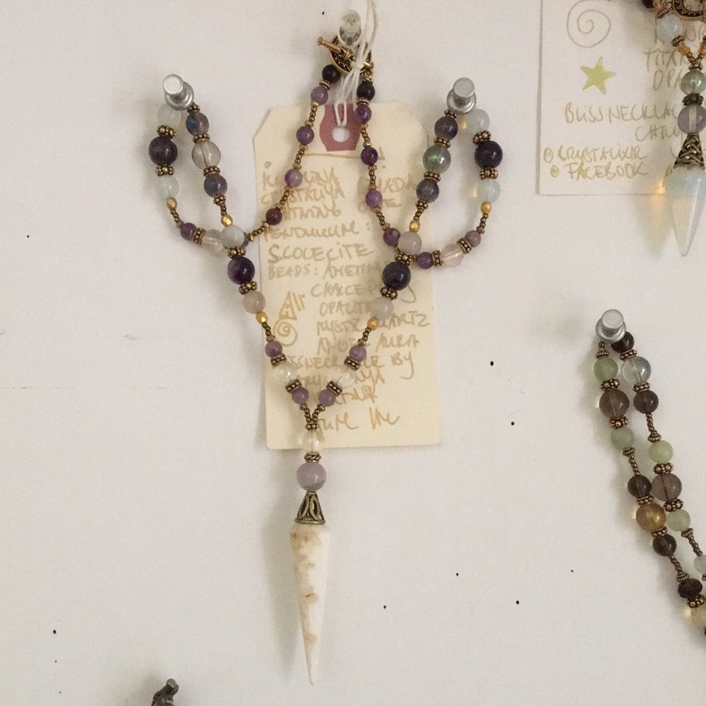 Scolecite, Amethyst, Opalite, Mystic Quartz, Angel Aura Crystal one of a kind